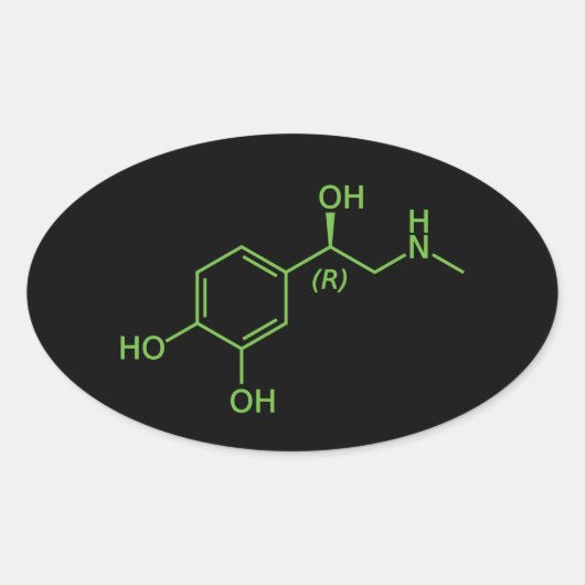 Adrenalin Molekül Chemisches Diagramm Ovaler Aufkleber (Vorderseite)
