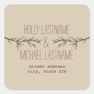 Adress-Aufkleber für Evergreen Branches Quadratischer Aufkleber