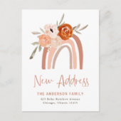 Adressänderung | Terracotta Boho Rainbow Floral Postkarte (Vorderseite)