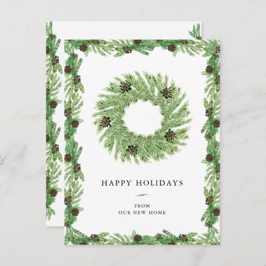 Adressänderung | Weihnachtsfeiertag Pinienkrebs Feiertagspostkarte (Vorne/Hinten)