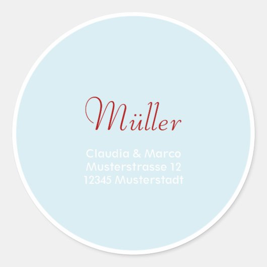 Adressaufkleber für die Hochzeitspapeterie Runder Aufkleber (Vorderseite)