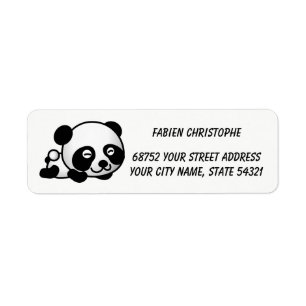 Adressaufkleber für Rückversand. Panda.