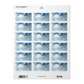 Adressaufkleber mit blauen Blumen und Perlen (Vorne)