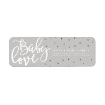 Adressaufkleber | Modernes Gray Baby Liebe Boy Scr