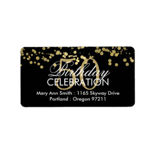 Adresse 50. Geburtstag Gold Foil Confetti Adressaufkleber