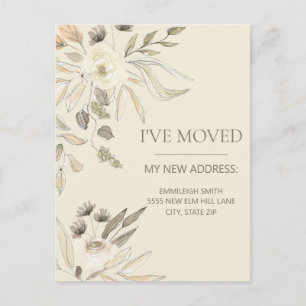 Adresse ändern Creme Braun Aquarell Blumen Postkarte