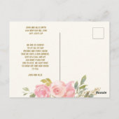 Adresse ändern Elegantes Blush Pink Floral Gold Postkarte (Rückseite)
