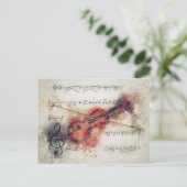Adresse ändern Farbe Violin-Blatt Musik Postkarte (Stehend Vorderseite)