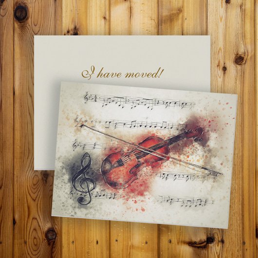 Adresse ändern Farbe Violin-Blatt Musik Postkarte