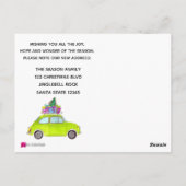 Adresse Ankündigung Green Car mit Weihnachtsgesche Postkarte (Rückseite)