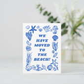 ADRESSE Blue Seashells Beach Postkarte (Stehend Vorderseite)