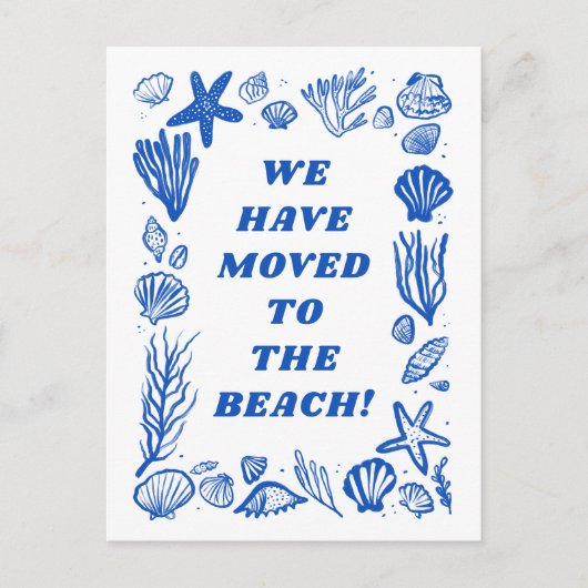 ADRESSE Blue Seashells Beach Postkarte (Vorderseite)