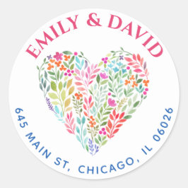 Adresse der Wasserfarben-Frühlingsblumen Runder Aufkleber