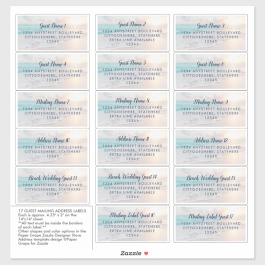 Adresse des Beach Gast Aufkleber (Blatt)