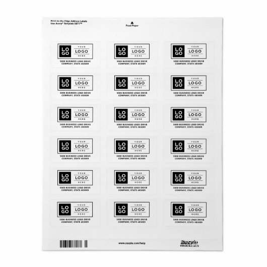 Adresse des Unternehmens mit eigenem Firmenlogo Adressaufkleber (Vorne)