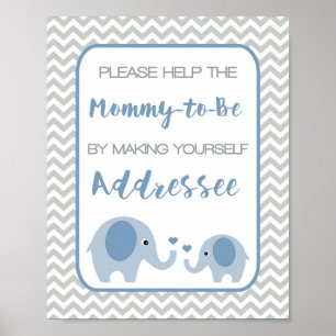 Adresse eines Envelope Baby Duwer Schild Blue Elep