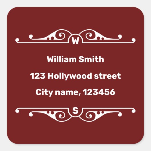 Adresse Quadratischer Aufkleber (Vorderseite)