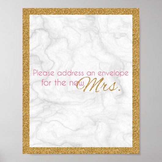 Adresse und Umschlag Marmor- und Golddusche Poster (Vorne)