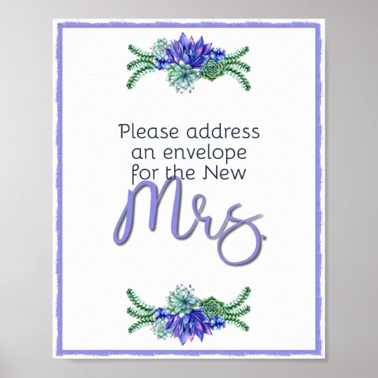 Adresse und Umschlag Succulent Poster (Vorne)