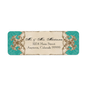 Adressen-Etiketten - aquamariner Vintager Pfau u.
