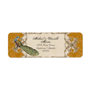 Adressen-Etiketten - GoldVintager Pfau u.