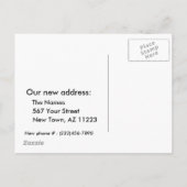 Adressenänderung, alte Holzkabine Ankündigungspostkarte (Rückseite)