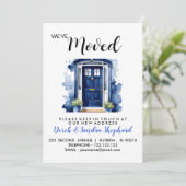 Adressenänderung: Blaue Haustür Einladung (Stehend Vorderseite)