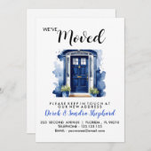 Adressenänderung: Blaue Haustür Einladung (Vorne/Hinten)