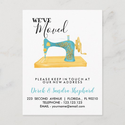Adressenänderung der Nähmaschine Ankündigungspostkarte (Vorderseite)
