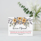 Adressenänderung, die wir in Graue und Gelbe Blüte Ankündigungspostkarte (Stehend Vorderseite)