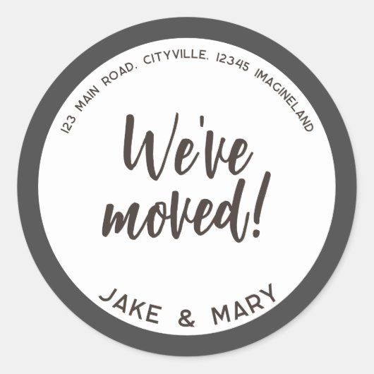 Adressenänderung Einfache Moderne Wir sind umgezog Runder Aufkleber (Vorderseite)