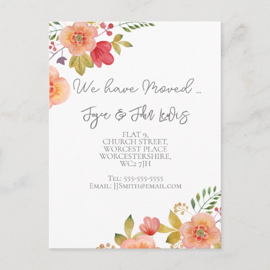 Adressenänderung Elegante Blumenpostkarte Postkarte (Vorderseite)