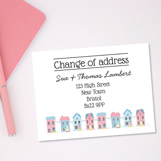 Adressenänderung farbenfrohe neue Zuhause Ankündigungspostkarte