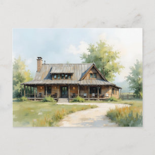 Adressenänderung Farmhaus Aquarellstil Postkarte