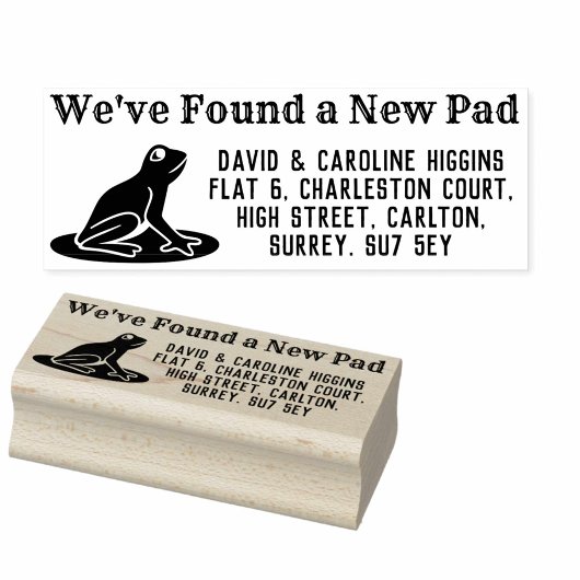 Adressenänderung. Frog hat eine neue Pad. Gummistempel