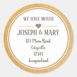 Adressenänderung Gold Glitzer modern Runder Aufkleber