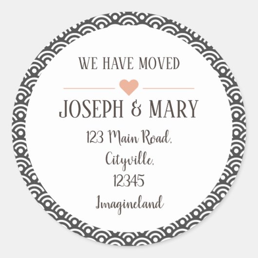 Adressenänderung Graues modernes Muster Runder Aufkleber (Vorderseite)