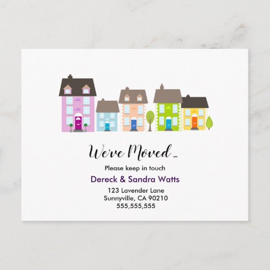Adressenänderung haben wir das Haus farbig umgezog Ankündigungspostkarte (Vorderseite)