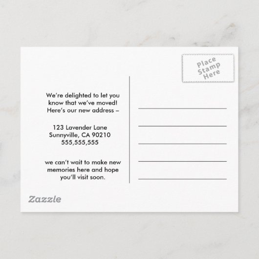 Adressenänderung haben wir Haus Blumenstrauß versc Ankündigungspostkarte (Rückseite)