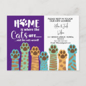 Adressenänderung haben wir Haus Zuhause ist Katzen Ankündigungspostkarte (Vorderseite)