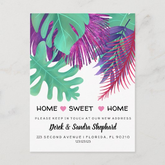 Adressenänderung haben wir tropische verschoben ankündigungspostkarte (Vorderseite)