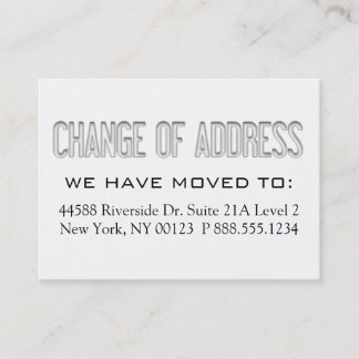 "Adressenänderung" Mitteilungs-Aufkleber Visitenkarte