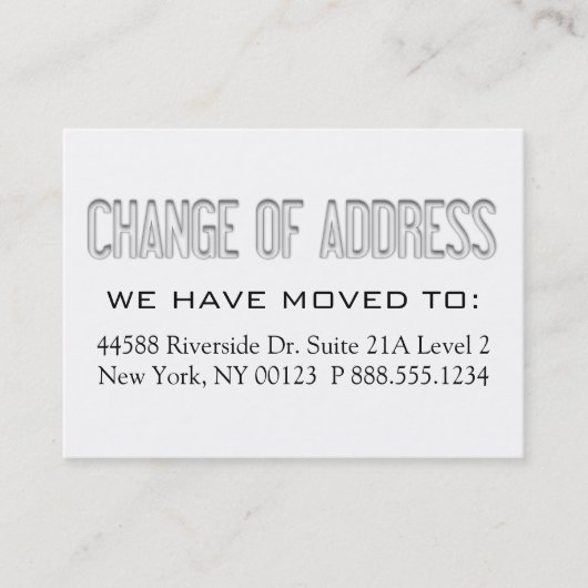 "Adressenänderung" Mitteilungs-Aufkleber Visitenkarte (Vorderseite)