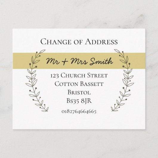 Adressenänderung neuer Zuhause-eleganter Baum Ankündigungspostkarte (Vorderseite)