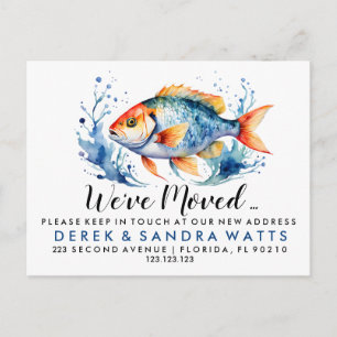 Adressenänderung wir haben Aquarellfische verschob Ankündigungspostkarte