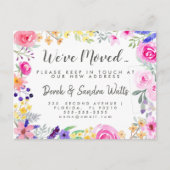 Adressenänderung wir haben Blumenaquarell verschob Ankündigungspostkarte (Vorderseite)