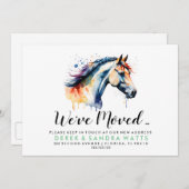 Adressenänderung: Wir haben das Aquarellpferd vers Einladung (Vorne/Hinten)