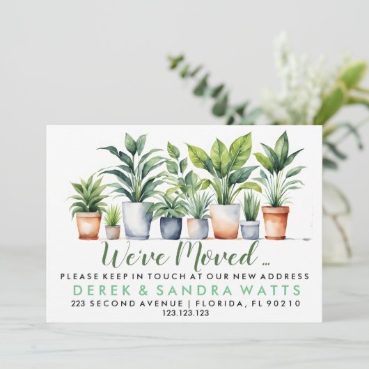 Adressenänderung wir haben Pflanze-Pots verschoben Einladung (Stehend Vorderseite)