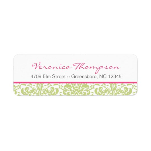 Adressenaufkleber für Rosa und grüne Damaskus (Vorne)
