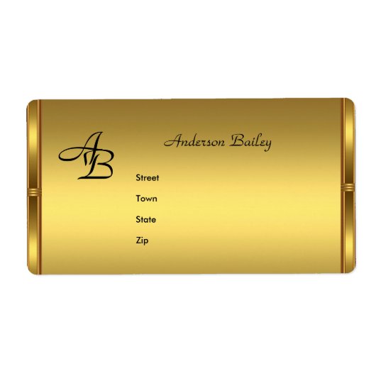 Adressenmarken Elegante Gold-Initials (Vorne)